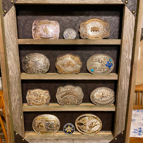 Belt Buckle Display Case Holds 4 Buckles-saddle - Etsy