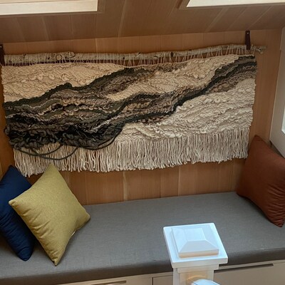 Curated visual reference: Visual Reference: Handwoven Wall Hanging Fiber Art Yarn Textile Art Ocean Inspired