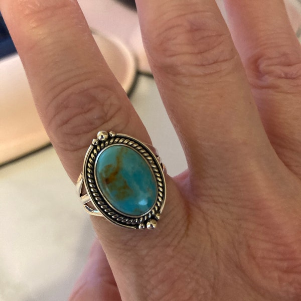 Turquoise Ring ~ Sterling Silver 925 ~ Handmade ~ Statement ~ Hippie ...