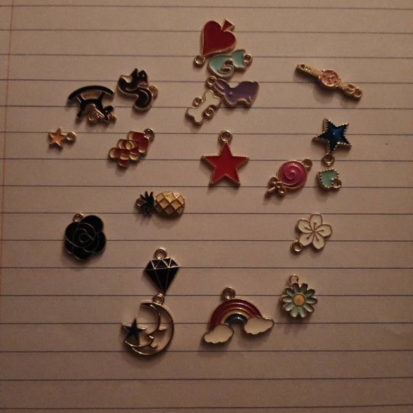 Randomly Accessory Items 20/30/50/100pcs Fashion Enamel Randomly Mixed Bulk Alloy Charm Small ...
