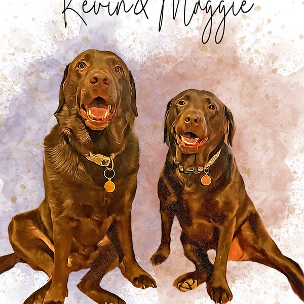 Personalized Gift , Custom Pet Portrait , Cat Portrait , Dog Portrait ...
