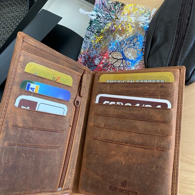 Prot?�ge Passeport en cuir v?�ritable Portefeuille de passeport et porte carte Id?�e cadeau 