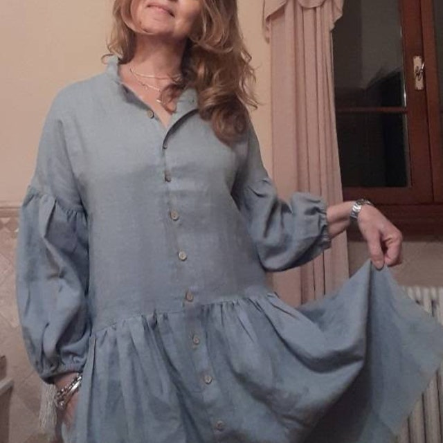 women's green linen dress Linen Wrap Dress - Midi Length, Perfect for Summer & Special Occasions - Dark Green - XL main image 0