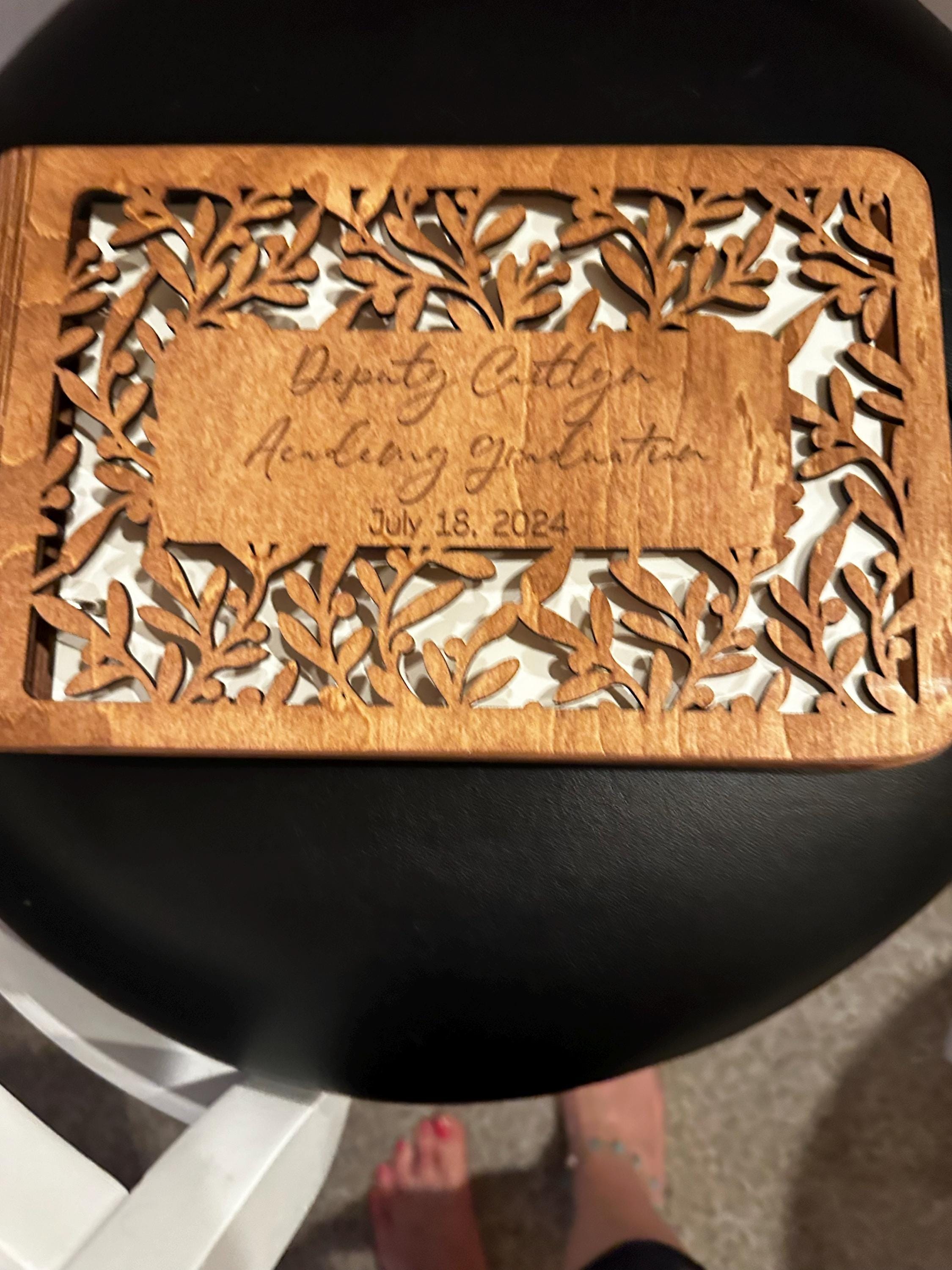 Personalized Gift, Wooden Photo Album Engraved, Scrapbook Album for Her, Custom Family Photo Album Honeymoon, Christmas Gift for Couple