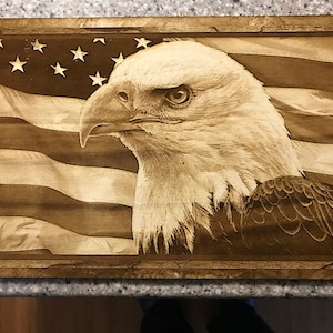 Glowforge Digital Laser Ready Design File - Bald Eagle American Flag ...
