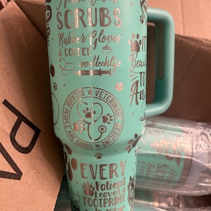 Vet Tech Engraved Tumbler | Cup Holder Friendly Travel Mug | Vacuum Insulated Large Water Bottle | Veterinarian Gift | Dog Cat Doctor