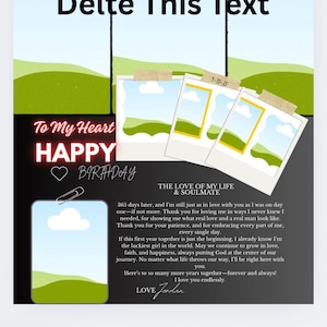 Custom Couples Photo Card Print, CANVA Template,Anniversary Keepsake, Romantic One-Year Gift for Him or Her