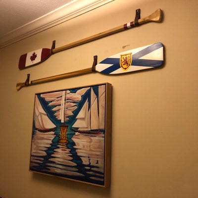 Leather Hanging Oar Wall Decor Horizontal Boat Paddle Display - Etsy
