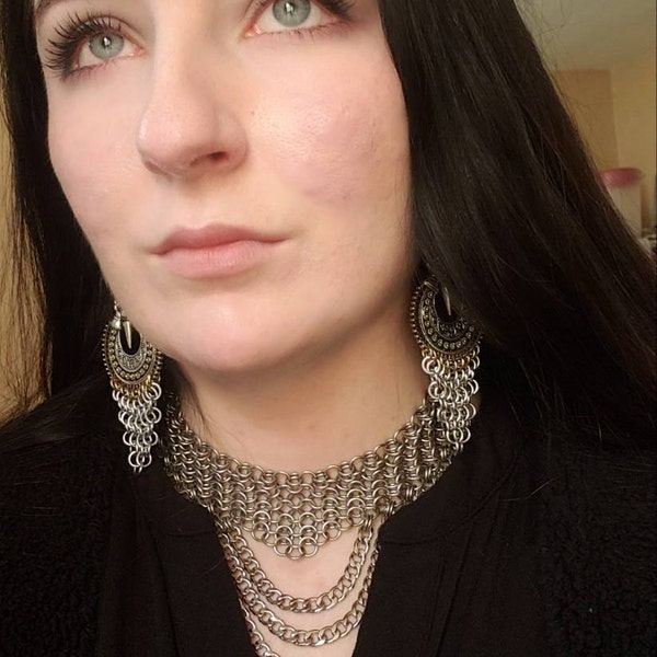 Chainmail Statement Necklace, Stainless Steel/aluminum, Stainless Steel ...