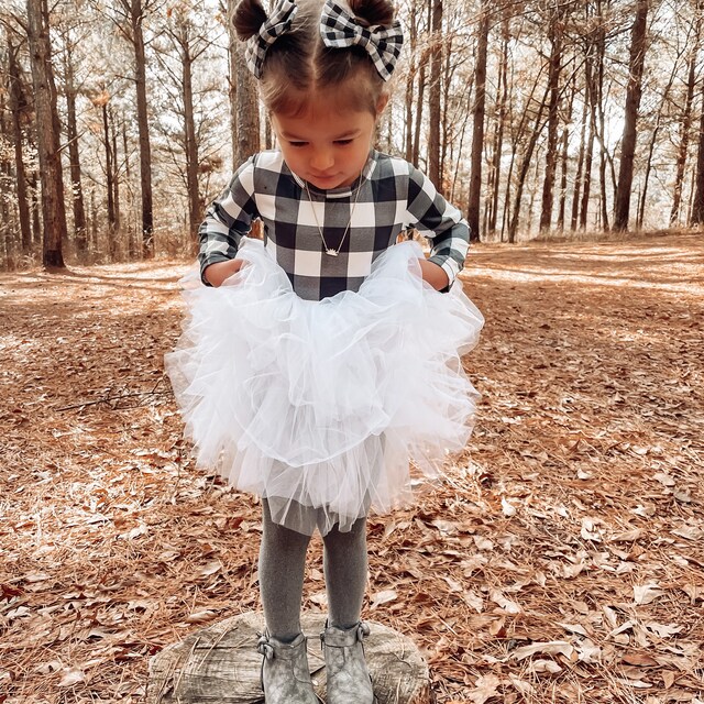 Buffalo Check Christmas Dress Black and White Buffalo Plaid Fluffy Twirl Dress  Christmas Outfit Dress, Bows and Tights Sizes Newborn-10 - Etsy