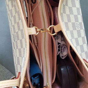 DGAZ Purse Organizer Insert Fits LV Neverfull Mini/PM/MM/GM Bags，Silk Bag  Organizer，Luxury Handbag & Tote Shaper（MM, Craie）