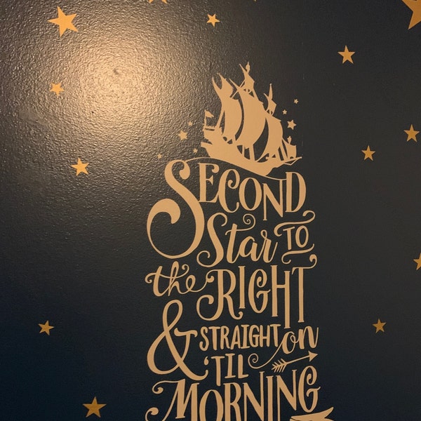 Disney Second Star to the Right Quote Peter Pan,decal Wall Stickers ...
