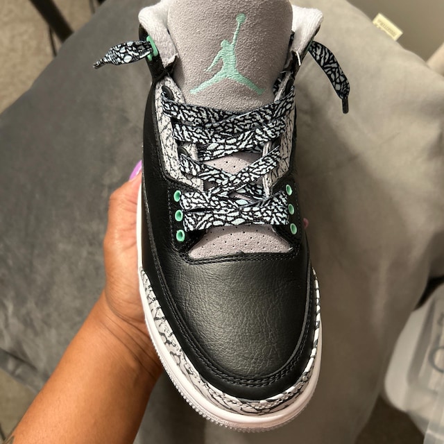 Green Glow Elephant Print Flat Laces for Air AJ Jordan Mint III