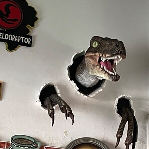 壁を突き破るヴェロキラプトルの爪付き小道具レプリカセット - 新しく