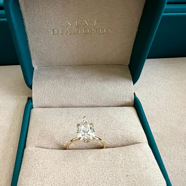 Bague De Fiançailles Toi Et Moi – Diamants De Labo 3,50 Ct – Platine 950 – Taille 8 (personnalisable) – Neuf Sans Emballage