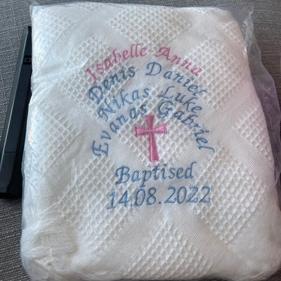 personalised baptism shawl