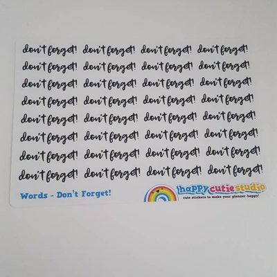 Don't Forget/functional/script/foil Planner Stickers - Etsy
