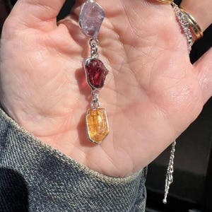 Customer photo from Melissa, Custom Raw Birthstone Lariat Necklace, Mother's Family Gift