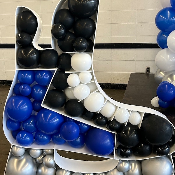 Hockey Mosaic From Balloons, Ice Hockey Stick Mosaic Template, Sport