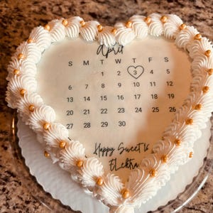 Burn Away Cake Topper Calendar Template, 7.5" Custom Heart Cake Topper, 2024 Calendar Printable, Birthday Cake Topper, Instant Download