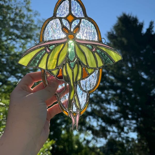 Nouveau Luna Moth Stained Glass Pattern PDF Digital File - Etsy