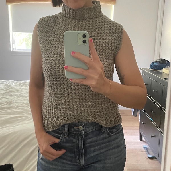 Crochet Turtleneck PATTERN: Atticus // Sleeveless Textured Vest for Any ...