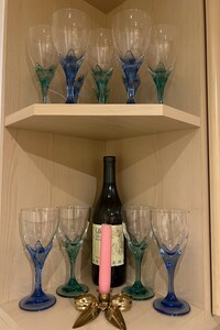 Vintage Limoncino Aperitif / Liqueur Glass with a green stem BORMIOLI ROCCO | Italy