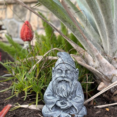 Gnome Buddha zen Concrete Statue - Etsy