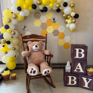 Lot de 115 guirlandes de ballons en forme d'abeille, jaunes et blancs, dorés, décoration d'anniversaire pour fille, fête prénatale, mariage Lot de 115 guirlandes de ballons en forme d'abeille, jaunes et blancs, dorés, décoration d'anniversaire pour fille, fête prénatale, mariage