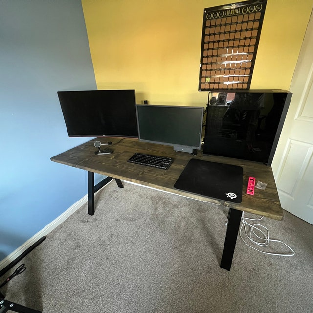 The GG Gaming Desk Rustic Meets Industrial, Solid Wood, Heavy Duty