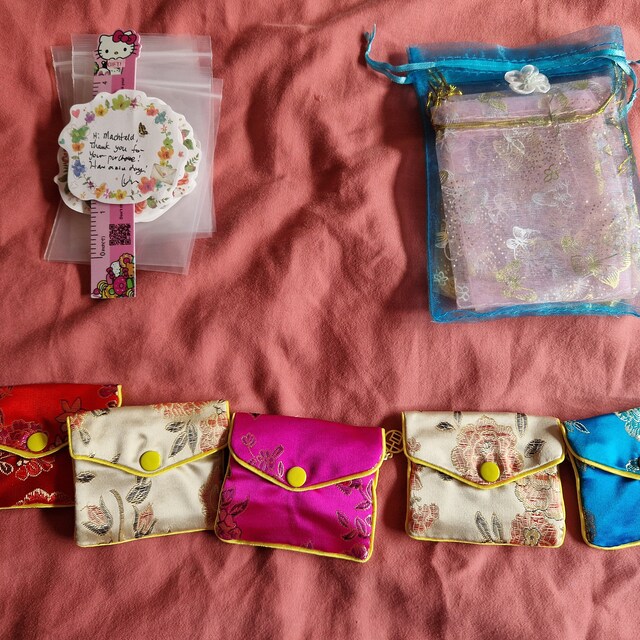 Ribon★(◕ᴗ◕✿)♪̆̈◎Handmade L字型ポーチ4点セット キャンバスL字ファスナーフラットポーチ（S）[MARKLESS STYLE TP