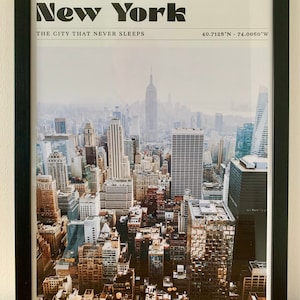 New York Print, Travel Poster, American Art, New York City, Vintage, Gift For Her, Personalised Gift, Bedroom Decor, Cityscape