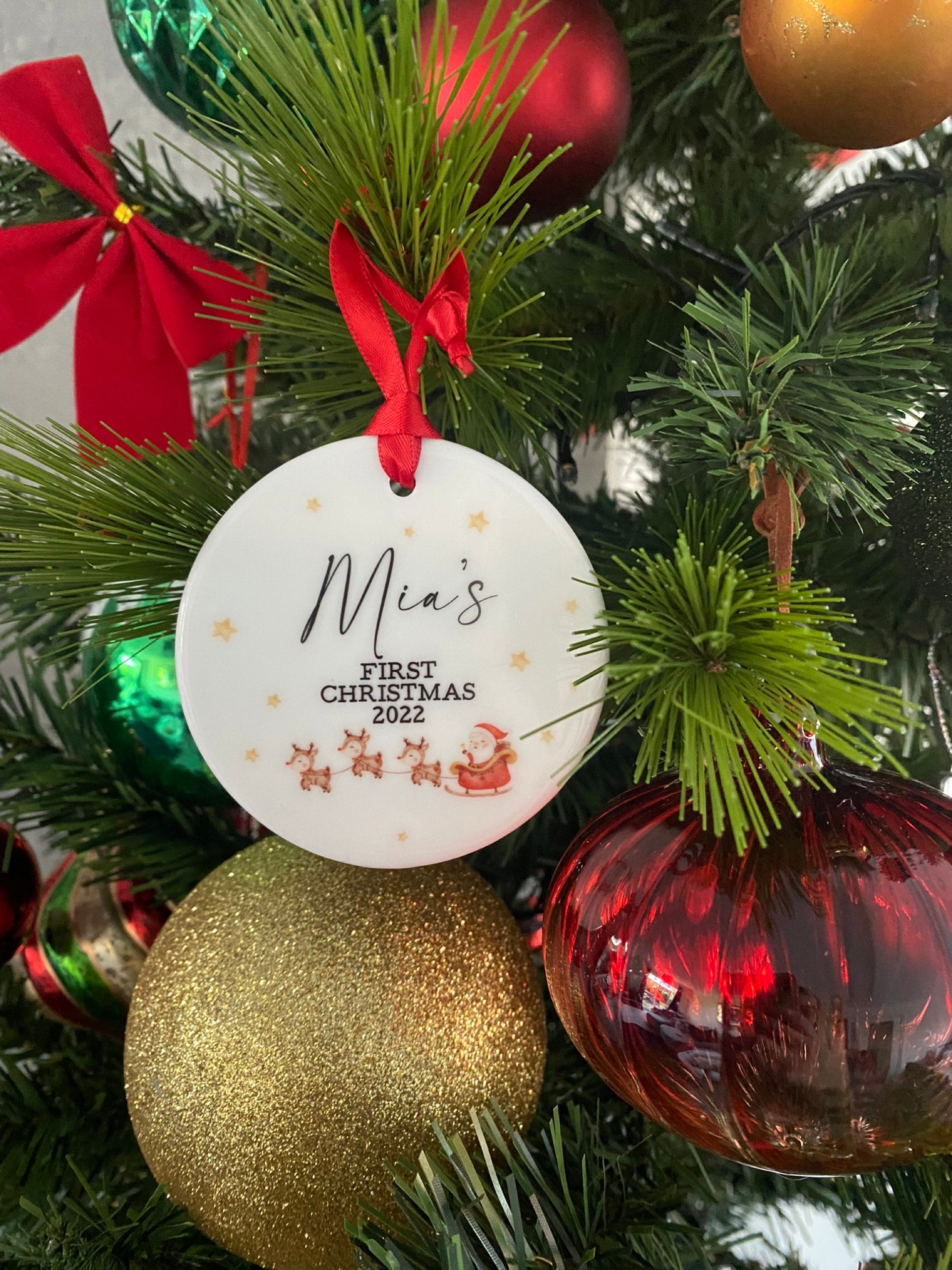 Babies First Christmas Bauble, Personalised first Christmas bauble, new baby bauble, First Christmas Gift, Personalised Santa Tree Decor