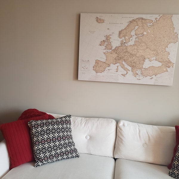 Vintage Europe Map With Pins - Push Pin Travel Map Wall Art - Large ...