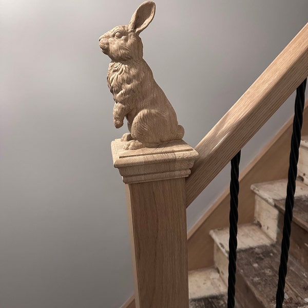 Rabbit Wooden Finial for Staircase Newel Post, Rabbit Finial Bed Post ...