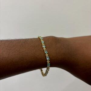 ❤トリマリンさま❤2025年Bracelet❤❤ Aquamarine and CZ Bracelet, Tennis Bracelet, March