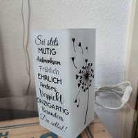 Personalisierte Laterne mit Spruch, individuell mit Beleuchtung
