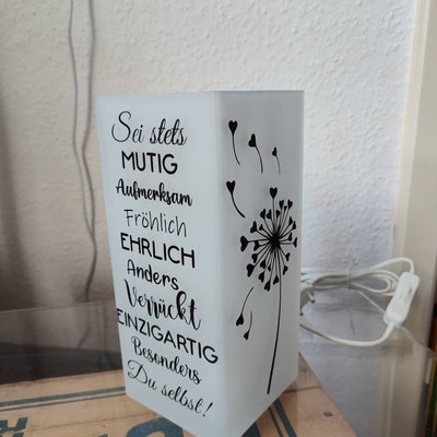 Personalisierte Laterne mit Spruch, individuell mit Beleuchtung