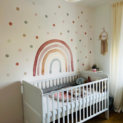 Wall Sticker Rainbow Watercolor Removable and Watercolor Boho Dots ...
