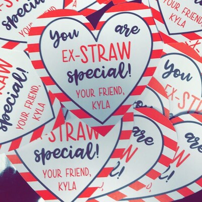 Editable Valentine's Card Template Ex-straw Special SOLID - Etsy