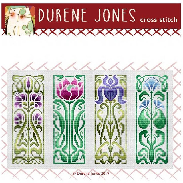 Art Nouveau Bookmarks - Set of 4 - Durene J Cross Stitch Pattern