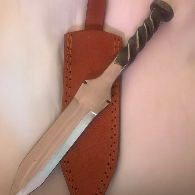 Hand Forged Railroad Spike Knife with Leather Sheath — The Copper Fox  Gallery