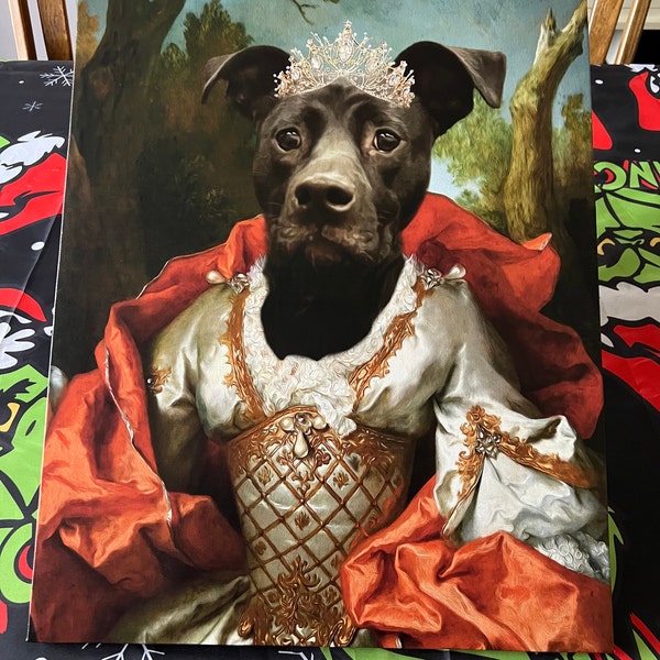 Custom Renaissance Pet Portrait, Royal Cat Portrait Painting on Canvas ...