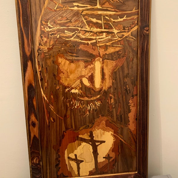 Wood Mosaic 30x20 Inlay FRAMED Geometric Art 1 Home Decor Suprematism ...