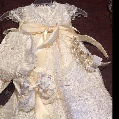 Burbvus Christening Gown Girl Baby Lace Gown g005 Handmade Baptism ...