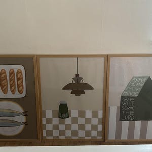 Set of 3 Fall Aesthetic Christian Wall Art Bundle, Holiday Christian Decor Set, Neutral Modern Christian Art Print 5 Loaves 2 Fish Scripture