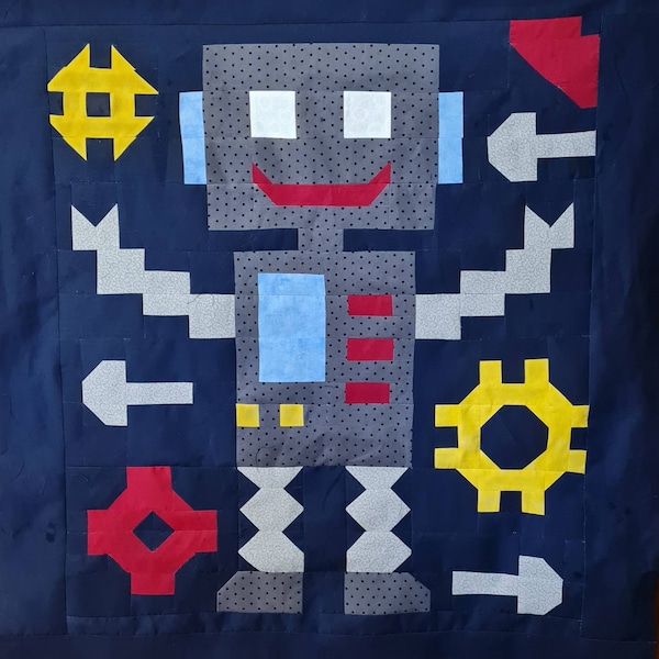Robot Baby Quilt PATTERN, With Multiple Sizes: 36x42, 24x38 and 48x65 ...