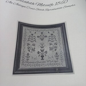 Antique Cross Stitch Sampler Pattern: Elizabeth Metcalfe 1860 (PDF