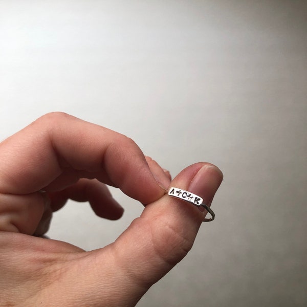 Personalized Jewelry, Custom Word Ring, Custom Name Ring, Stackable ...