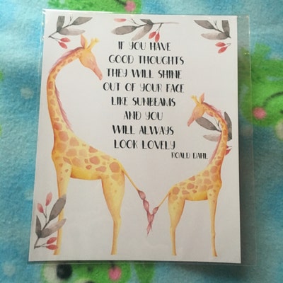 Roald Dahl Giraffe Art Print Christening Gift Giraffe Print Roald Dahl ...